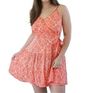 Band of the Free Woman’s Floral Boho Fairy Orange Ivory Mini‎ Dress size Large